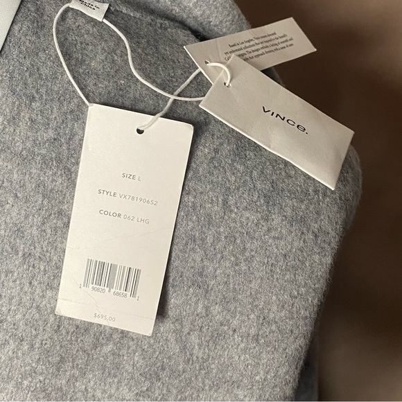 New Vince. Large Gray Wool Pea Coat - Picture 9 of 11